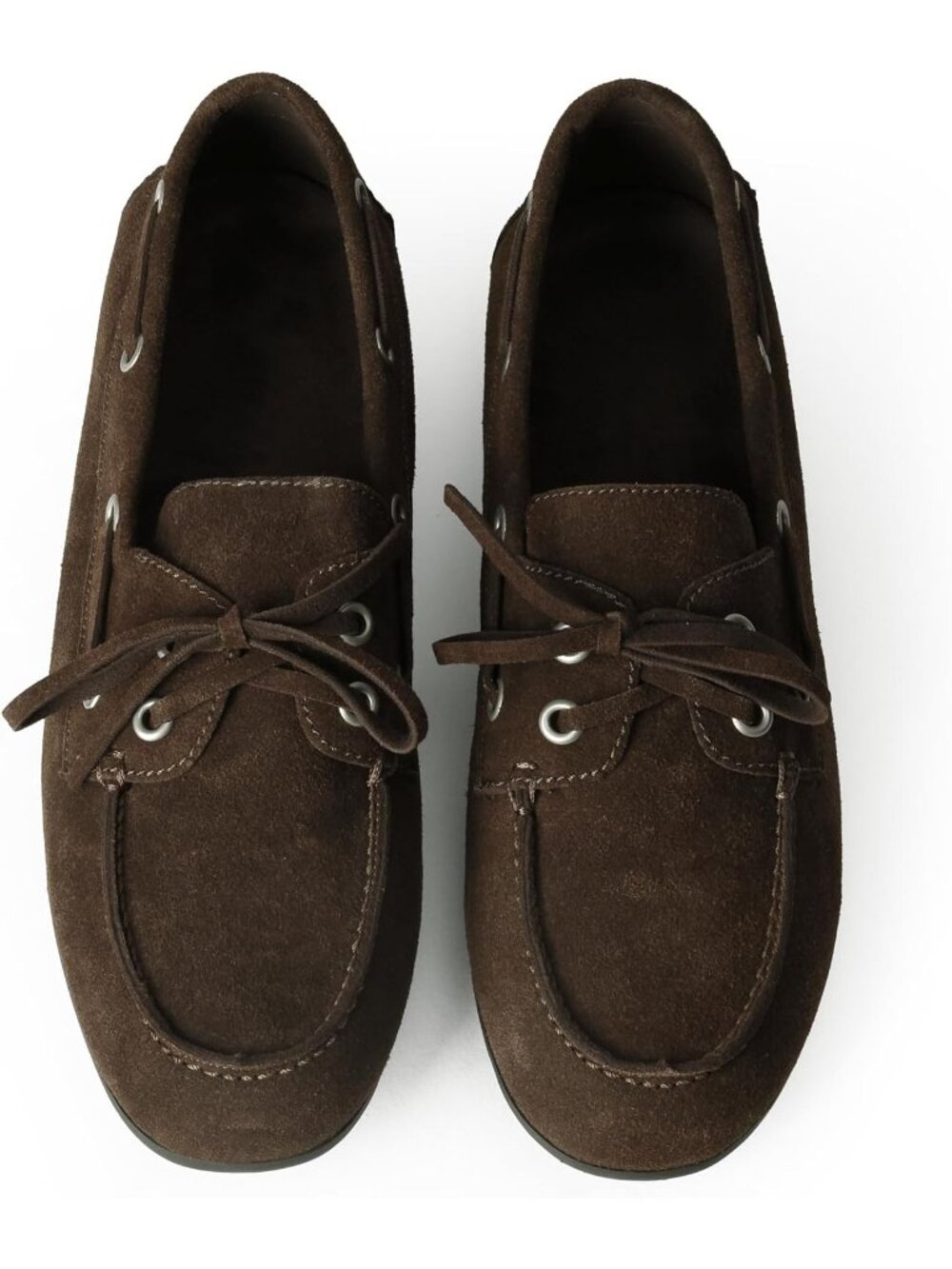 Women's Brown Suede Comfortable Bow Lace Loafer Slip On Casual Flats Boat Shoes
